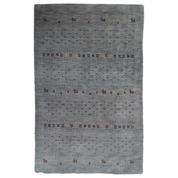 Hand Knotted Loom Wool Area Rug Contemporary, [Rectangle] 6'7''x9'10''