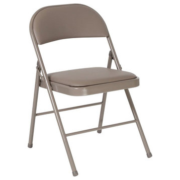 Flash Furniture Hercules Faux Leather Padded Metal Folding Chair in Gray