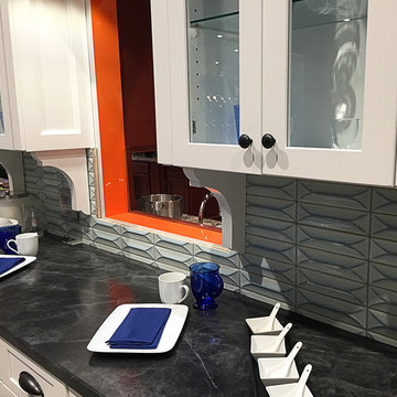 Byzantine Alice Blue 3D Ceramic Kitchen Backsplash by Tile Bar