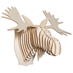 Contemporary Wall Sculptures Fred Birch Wooden Moose Head, Large