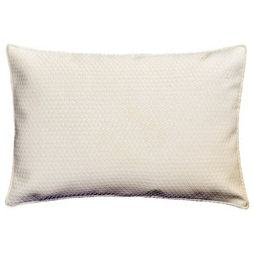 White Faux Leather 12"x24" Lumbar Pillow Cover Basket Weave - White Suave