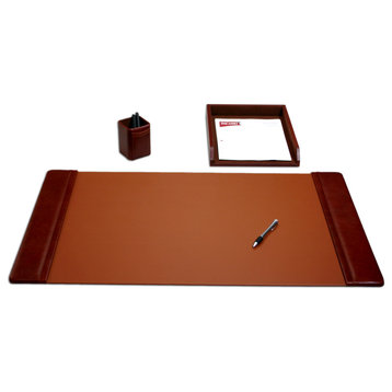 D3037, Mocha Leather, 3-Piece Desk Set