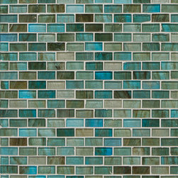 Mantra Mini Brick Mosaic in Sari Blue Gloss - Tile