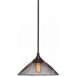 Toltec Lighting - Stem Mini Pendant, Espresso, 14" Espresso Mesh Cone Metal Shade - Enhance your space with the Stem 1-Light Pendant with Hang Straight Swivel. Installation is a breeze - simply connect it to a 120 volt power supply and enjoy. Achieve the perfect ambiance with its dimmable lighting feature (dimmer not included). This pendant is energy-efficient and LED-compatible, providing you with long-lasting illumination. It offers versatile lighting options, as it is compatible with standard medium base bulbs. The pendant's streamlined design, along with its durable metal shade, ensures even and delightful diffusion of light. Choose from multiple size, finish, and color variations to find the perfect match for your decor.