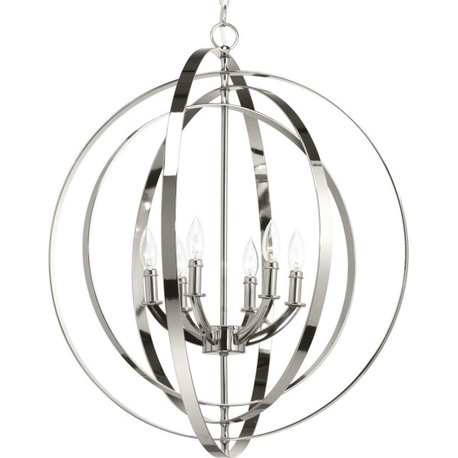 Progress Lighting P3889 Equinox 6 Light 28"W Taper Candle - Polished Nickel