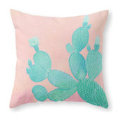 Society6 Pastel Cactus, Throw Pillow, Indoor Cover, 18"x18"