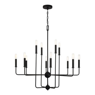 Avondale 12 Light Chandelier in Matte Black - Transitional - Chandeliers - by LAMPS EXPO | Houzz