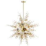 Livex Lighting Inc. - 8 Light Satin Brass Large Pendant Chandelier - Cast a luxurious glow over your room with this satin brass eight light pendant chandelier. It has beautiful geometric glass discs that will add dimension to any room. This Art Deco-inspired design features a satin brass finish for an up-scaled taste of class.