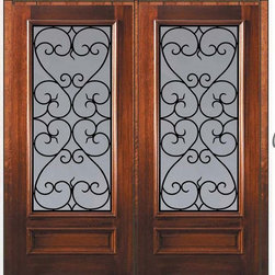 Pre-hung Entry Double Door 80 Mahogany Palermo GBG 3/4 Lite GBG Glass - Front Doors