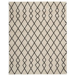 Nourison - Nourison Geometric Shag 8'10" x 12' Ivory/Charcoal Shag Indoor Area Rug - With hand-drawn linear tribal patterns interlacing across a thick, ivory white shag pile, this Geometric Shag Collection rug brings you all the comfort and exotic flavor of an authentic Moroccan shag rug. With plush easy-care fibers, this rug will bring an affordable touch of warmth and texture to any room, blending with a range of interior decor styles.