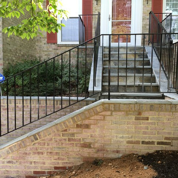 Flagstone Walkway in North Potomac With New Brick Walls & Iron Railings