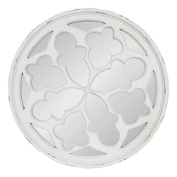 Holland Overlayed Round Wall Mirror, White 35.5 Diameter