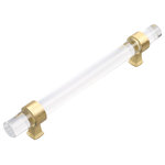 GlideRite Hardware - 5" Center Clear Acrylic Cabinet Drawer Pull, Set of 10, Satin Gold - These 5-inch CC clear acrylic cabinet drawer pulls from GlideRite Hardware will add a unique touch to your kitchen and bathroom cabinet drawers. They will easily blend in with the rest of your drawer decor. Every pull is packaged individually to prevent damage to the finish and come with necessary #8-32 x 1-inch screws for easy installation.