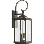 Progress Lighting - Gibbes Street Collection Two-Light Medium Wall-Lantern - Elongated frames capture the romantic charm of vintage gas lanterns. Inspired by a stroll down a Charlestonian street bearing the same name, the two-light wall lantern in the Gibbes Street outdoor lantern collection features clear beveled glass and an Antique Bronze finish. Wall, post and hanging lanterns complete the family.
