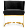The Fay Dining Chair, Velvet, Black, Gold Base