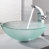 Kraus Frosted Glass Vessel Sink and Illusio Faucet Chrome