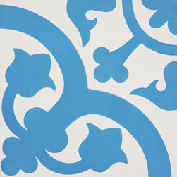 Moroccan Mosaic & Tile House - Melah Handmade Cement Tile, Blue/White, Sample - Wall And Floor Tile