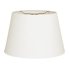 Tapered Shallow Drum Hardback Lampshade, 8"x12"x8.5", Linen White, 8"x12"x8.5"