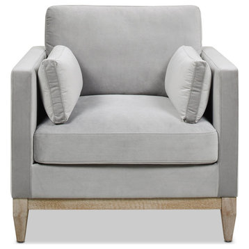 Knox 36" Modern Farmhouse Arm Chair, Opal Gray Velvet