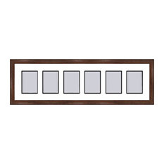 Walnut Collage Picture Frame with 6 rectangle openings for 3.5 X 5 photos