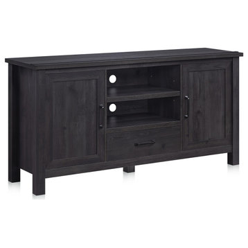 60 Inch Farmhouse TV Stand or Entertainment Center, Rustic Gray