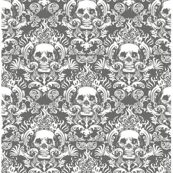 Skulls Grey Fieri Novelty Peel & Stick Wallpaper Bolt