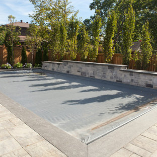 Immagine di una piscina monocorsia tradizionale rettangolare dietro casa
