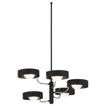 Lift Off Five Light Chandelier, Sand Coal and Polished Nickel