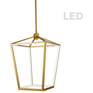 46W Pendant, Aged Brass With White Acrylic Diffuser