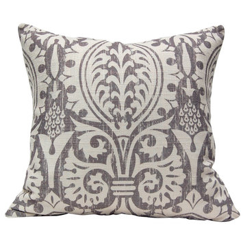 Medieval Damask Pillow, Gray