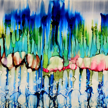 Go Your Own Way - Abstract Modern Art, Green, Blue, and Yellow Wall Decor