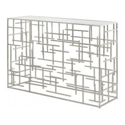 Worlds Away Jacob Silver Leaf Abstract Console - Accent Chests And Cabinets