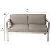 Benzara BM287832 Sofa, Sleek Silver Aluminum Frame, Water Resistant Cushions