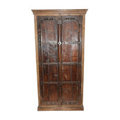 Mogul Interior - Consigned Reclaimed Vintage Patina Antique Armoire - Armoires And Wardrobes