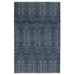 Jaipur Living - Jaipur Living Bram Tribal Area Rug, Dark Blue/Ivory, 8'x10' - The Merritt collection brings texture to any room with fine-lined grass patterns and on-trend colorways. The plush and luxuriously dense wool and viscose pile emulates a handmade feel, while the precision of the power-loomed construction proves eye-catching and impressively rich with detail. The Bram rug boasts a deep blue and ivory colorway for a rich and moody addition to any room.
