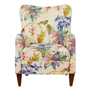Paradise Upholstered Armchair Tropical Floral Beige Polyester