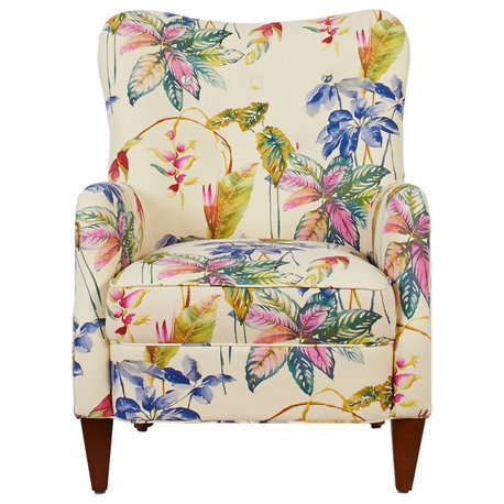 Paradise Upholstered Armchair, Tropical Floral Beige Polyester