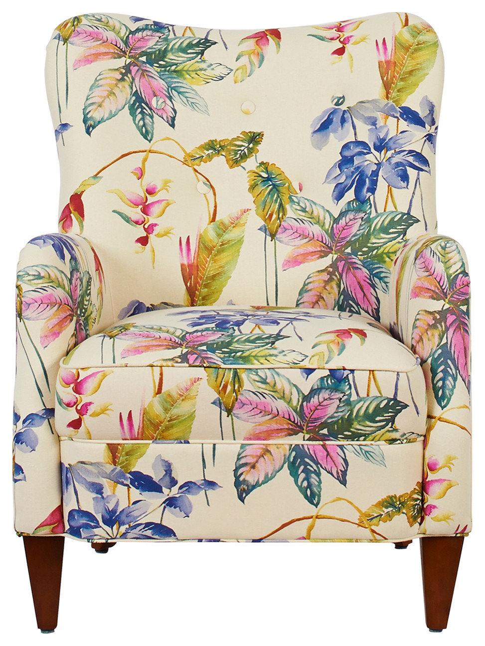 Paradise Upholstered Armchair, Tropical Floral Beige Polyester