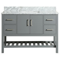 Flora Gray Bathroom Vanity With Marble Top, 49''