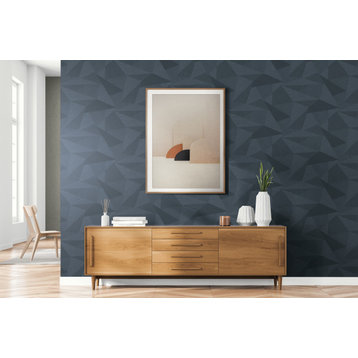 Simple Geometric Panel Printed Wallpaper, Spruce, Double Roll