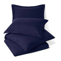 Royal Tradition - 100% Microfiber Solid 3PC Duvet Cover Set, Navy, King/Cal King - Duvet Covers And Duvet Sets