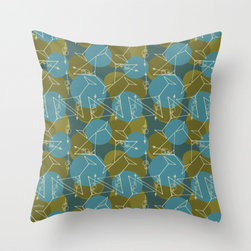 Tipsy Martini Teal Olive Accent Throw Pillow - Decorative Pillows