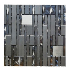 Blend Stainless Steel Magic Pattern Mosaic Stainless Steel Tile, Set of 10