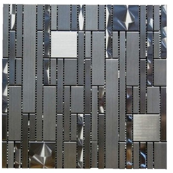 Blend Stainless Steel Magic Pattern Mosaic Stainless Steel Tile, Set of 10