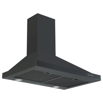 Ancona 30" 450 CFM Convertible Wall Mount Pyramid Hood, Black Stainless Steel