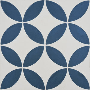 8"x8" Amlo Handmade Cement Tile, White/Blue, Set of 12