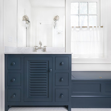 Blue Cabinets In Bathroom