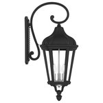 Livex Lighting - Morgan 3 Light Textured Black, Antique Silver Cluster Large Outdoor Wall Lantern - With clear glass and a textured black finish, this outdoor wall lantern from the Morgan collection is an elegant way to illuminate traditional exteriors.