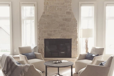 Example of a transitional family room design in Toronto