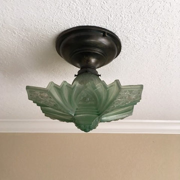 Rare Antique Semi Flush Slip Shade Ceiling Light, Consolidated